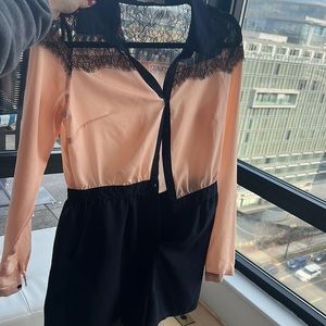 Romper half blue and beige peach